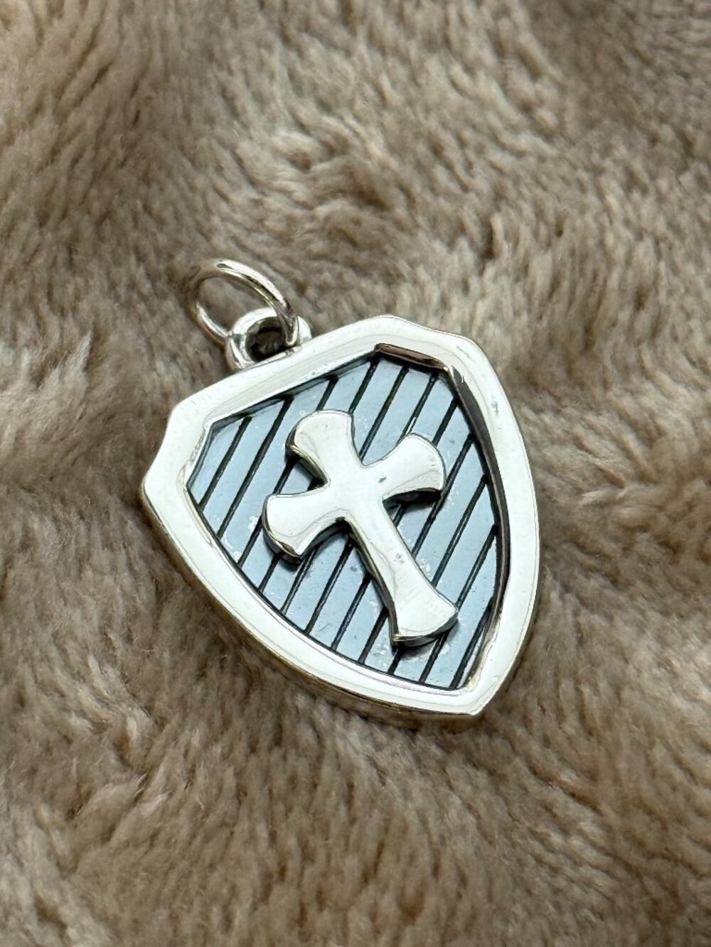 Cross and Shield Charm Sterling Silver Jewelry